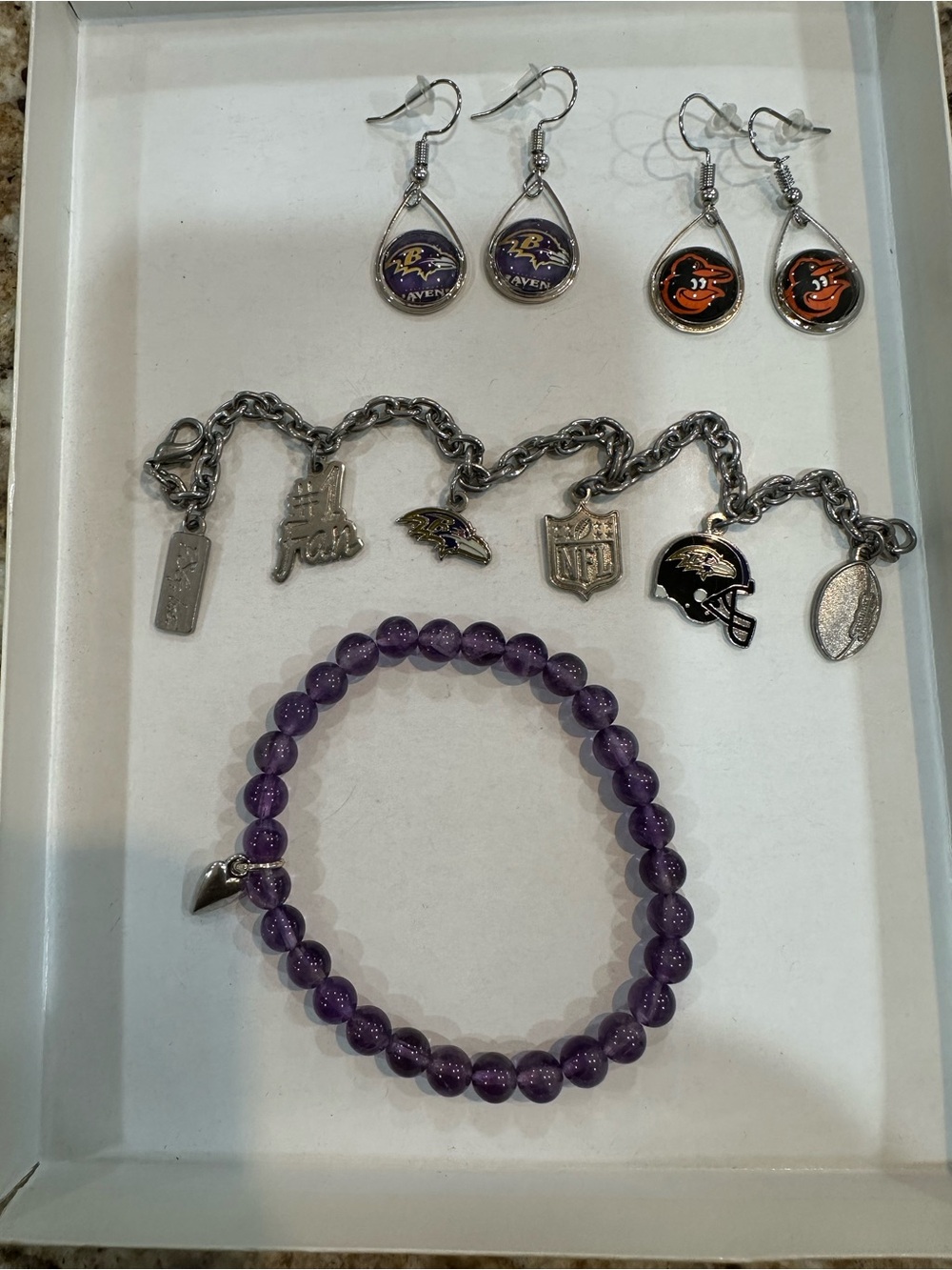 Baltimore Sport Teams jewelry bundle - 4 pieces- earrings and bracelets